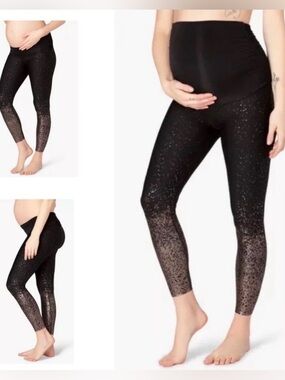 Beyond Yoga Alloy Ombré Maternity Midi Leggings Black Gold Medium